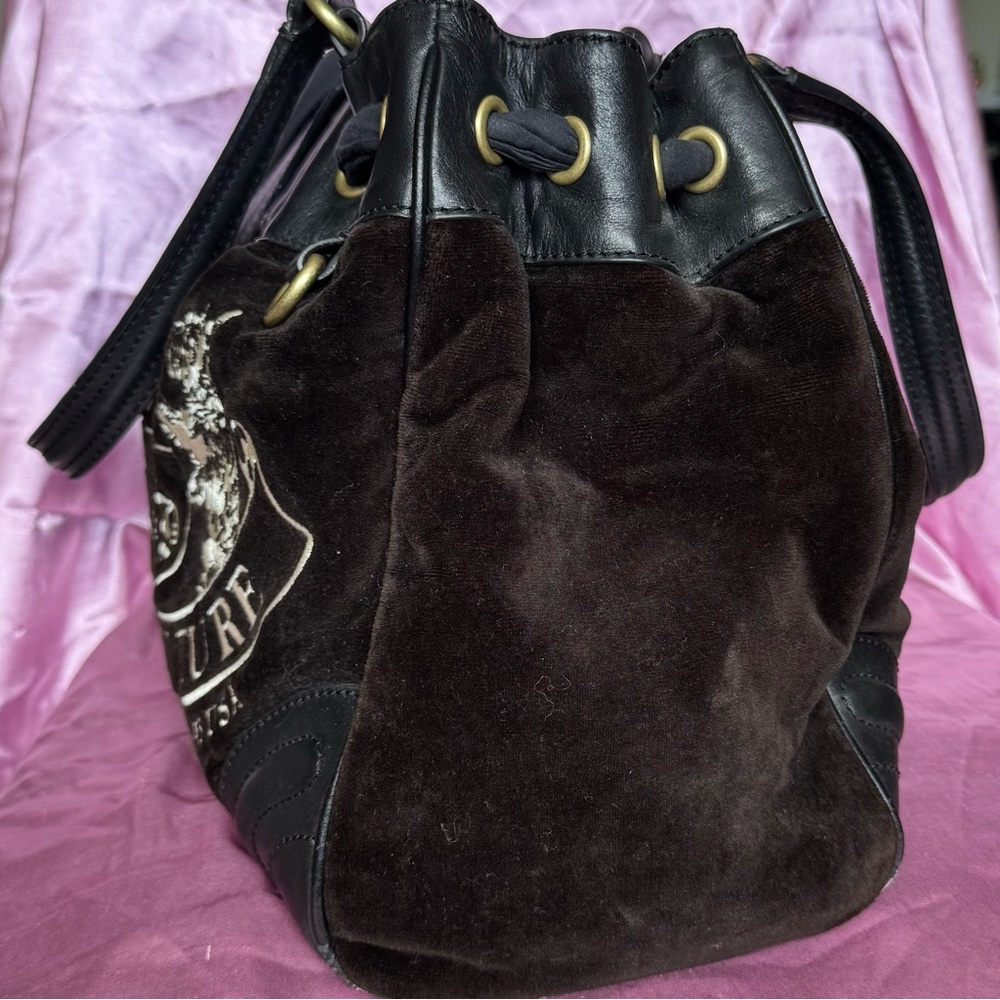 VINTAGE Juicy Couture Daydreamer Black Velour Tote Bag - Picture 5 of 16